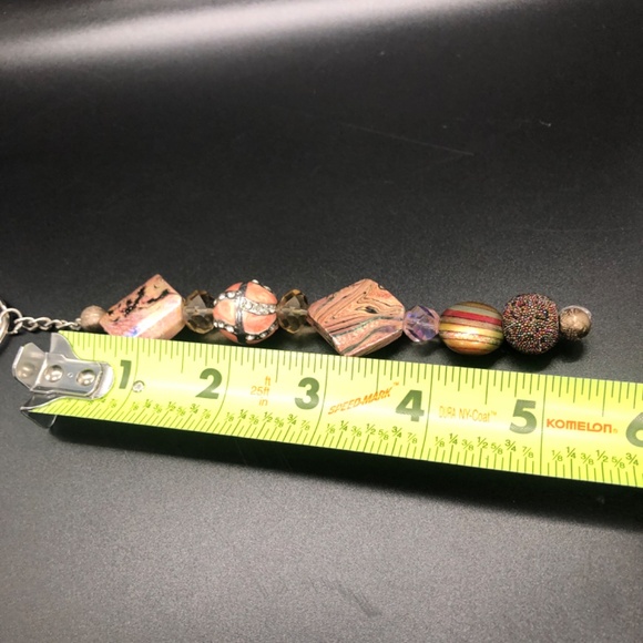 Blush Pink & Black Swirl Handmade Keychain | Single Strand Beaded Bag Charm - Picture 12 of 16